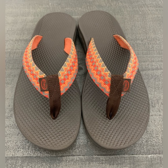 Chaco Shoes - Chaco Tegu Orange Classic Flip - Women’s Size 8-Vibram Sole-Excellent Condition